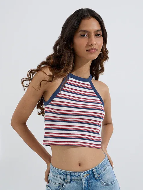 Multicolour Striped Cotton Crop Top