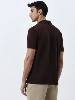 Casuals Brown Relaxed-Fit Cotton-Blend Polo T-Shirt