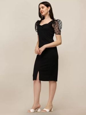 Women's Lycra Black One Piece Dresses