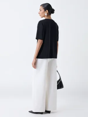 White High-Rise Trousers