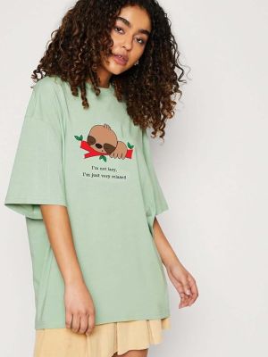 Women's Printed Cotton Blend Oversized T-Shirts