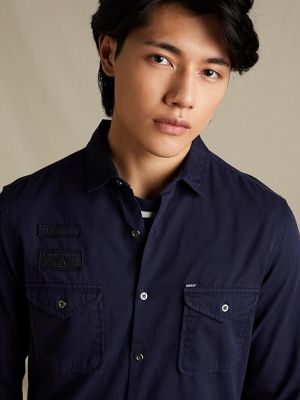 INKAST Men's Solid Double Pocket Cotton Shirt
