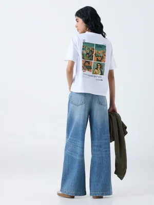 White Printed Cotton T-Shirt