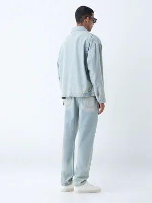Light Blue Relaxed-Fit Denim Jacket