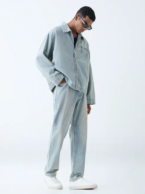 Product Light Blue Relaxed-Fit Denim Jacket Image