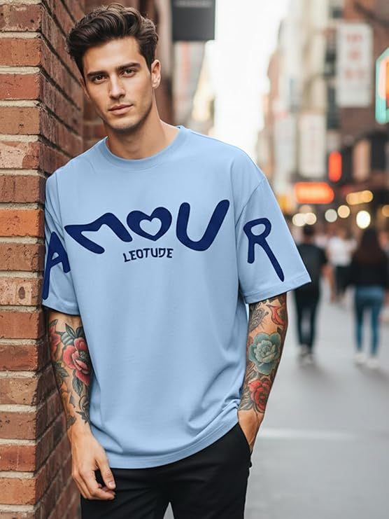 Product Half Sleeve Cottonblend Graphic Print Round Neck Drop Shoulder Oversized Dailywear Tshirt for Man Image