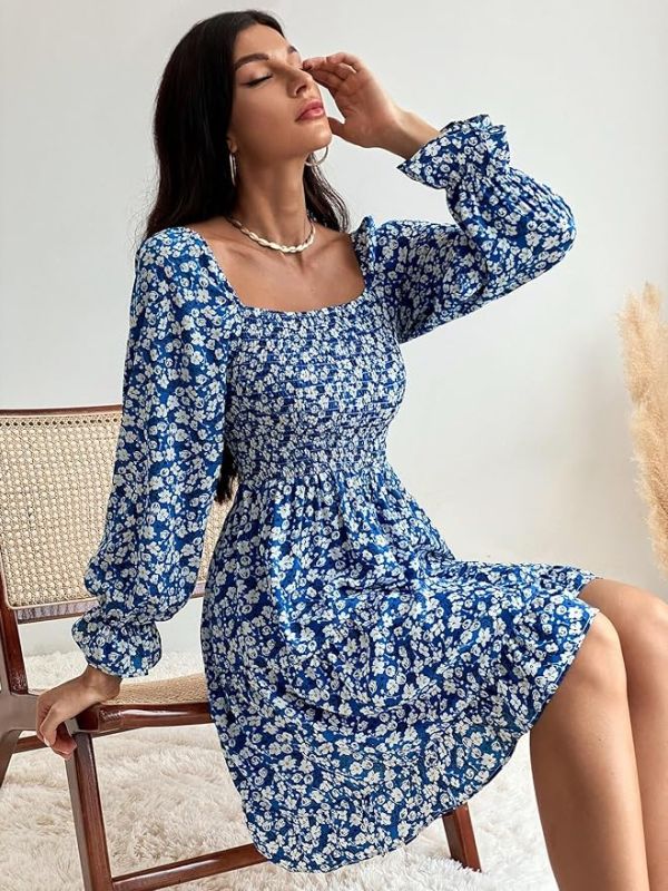 Product Women Casual Regular Sleeves Crepe Printed Fit and Flare Dress Image