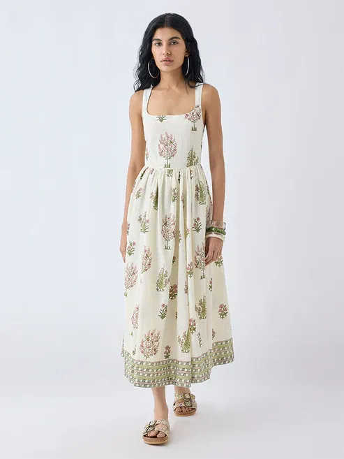 Product Off-White Cotton A-Line Dress Image