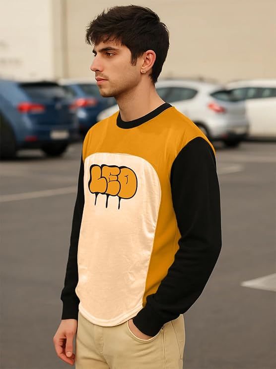 Product Oversized Full Sleeve Cottonblend Graphic Printed Round Neck Drop Shoulder Tshirt for Man Image