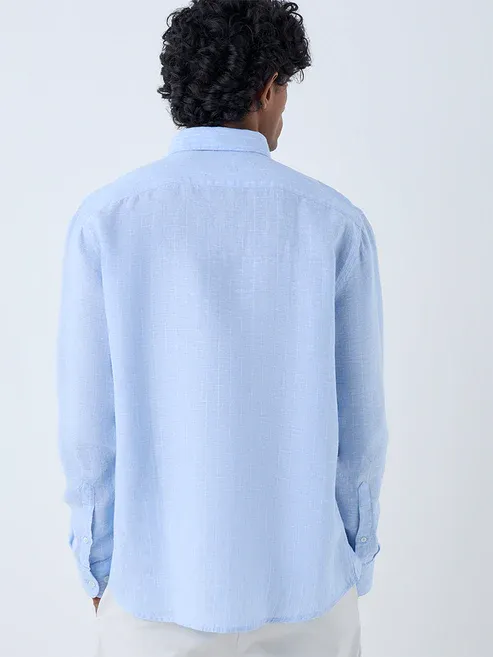 Blue Striped Relaxed-Fit Linen Shirt