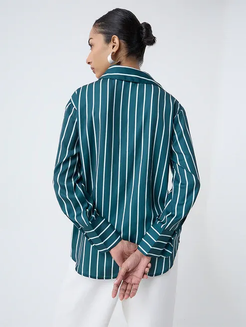 Teal Striped Shirt