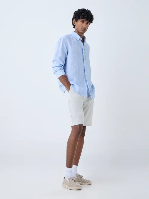 Blue Striped Relaxed-Fit Linen Shirt